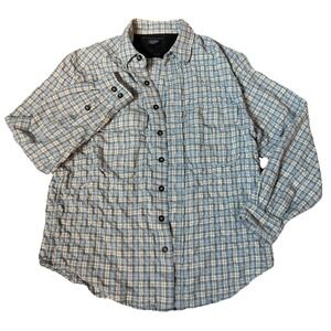 ExOfficio Mens Outdoor Hiking Fishing Button Textured Plaid Shirt Size Large